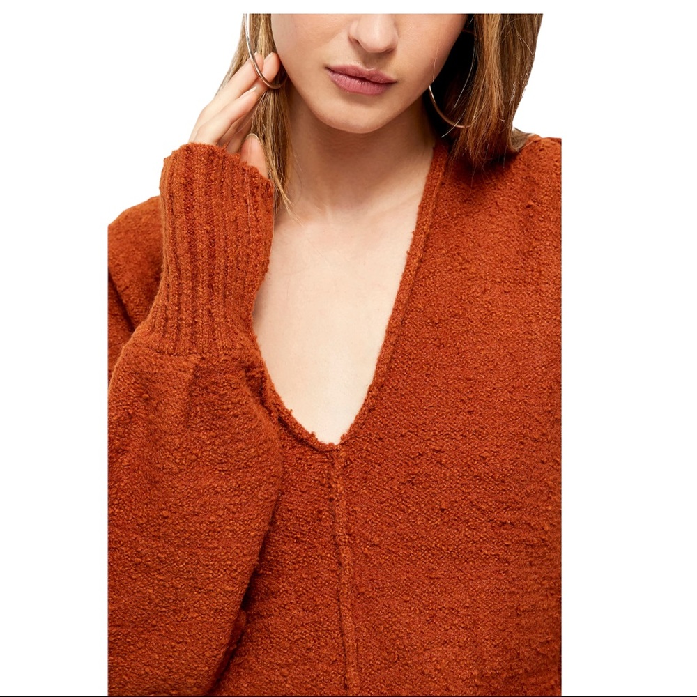 NWT FREE PEOPLE Reverie V-Neck Sweater - Burnt Butter - Picture 4 of 5